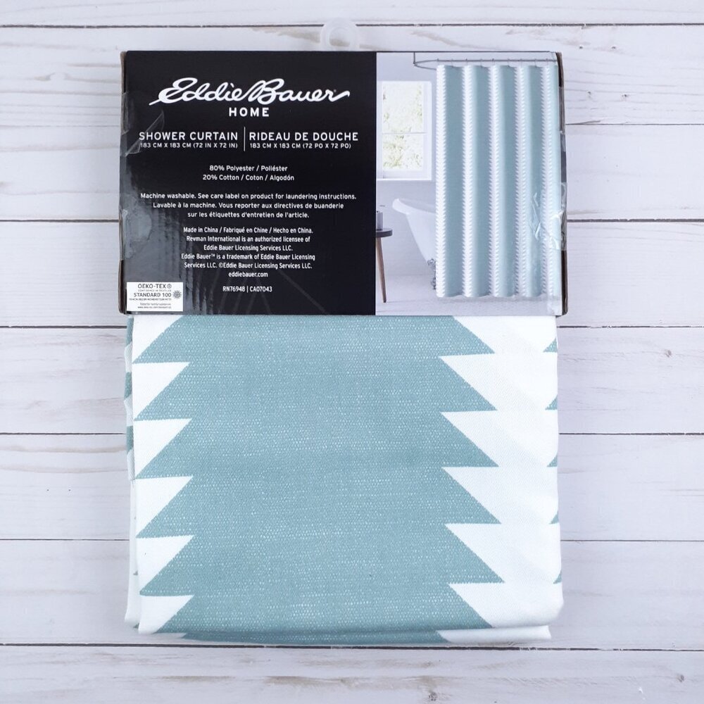 Eddie Bauer Fabric Shower Curtain 72x72 Teal Stripe - Picture 2 of 3